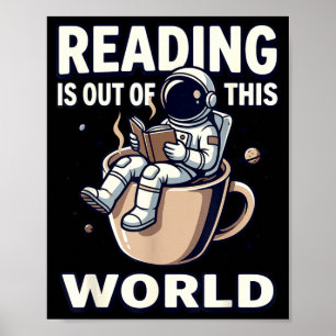 Poster Ler é um livro de café de astronauta fora deste mu