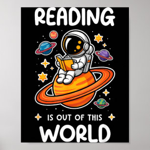 Poster Ler é um Livro Espacial de Astronauta Fora deste M