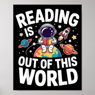 Poster Ler livros engraçados fora deste mundo espacial