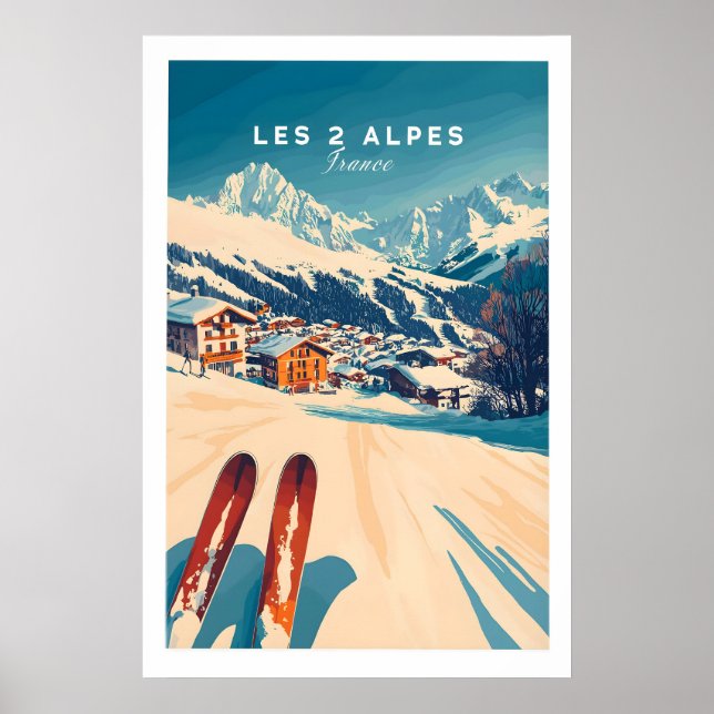 Poster Les 2 Alpes Art Ski Print 1 (Frente)