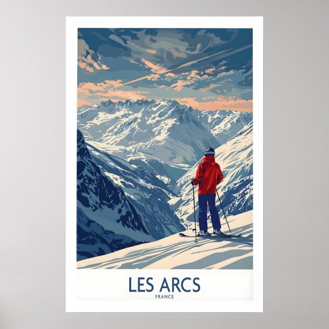 Poster Les Arcs Ski Print - França 1 (Frente)