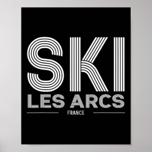 Poster Les Arcs Ski Resort França Alps French Skiing Souv