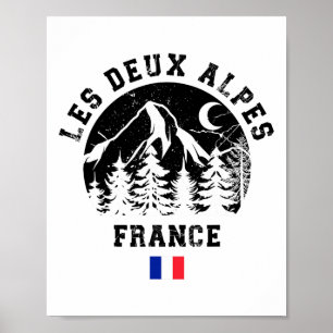 Poster Les Deux Alpes France Alps Ski Resort Alpino Skiin