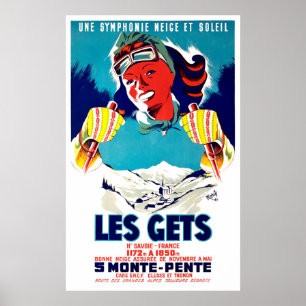 Poster Les fica, França, esportes de esqui de inverno, v