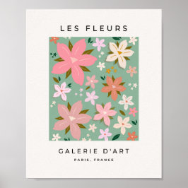 Poster Les Fleurs 07 Abstrato Flush Green Blush Floral