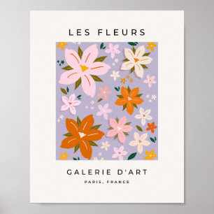 Poster Les Fleurs 08 Retro Flowers Purple Floral