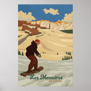Poster Les Menuires Cartaz de Viagens de Esqui