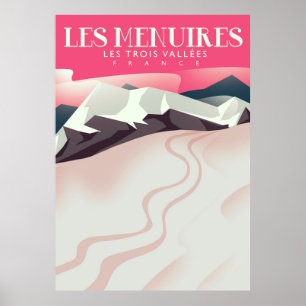 Poster Les Menuires, Les Trois Vallées, esqui do vintage