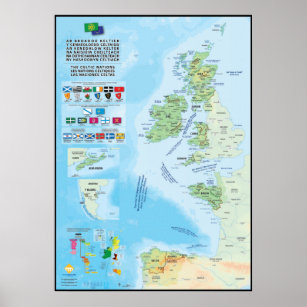 Poster Les nações celtiques : carte, drapeaux et langues