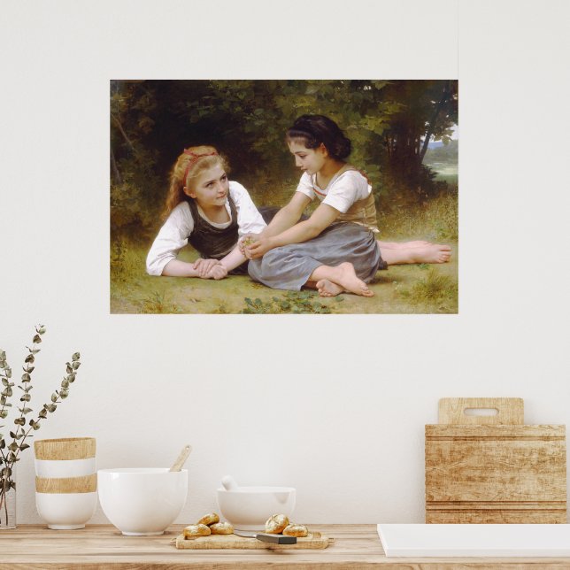 Poster Les Noisettes: Jovens Meninas Colhendo Avelãs (Cozinha)