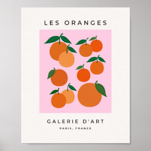 Poster Les Orange 01 Fruta Retro Rosa E Laranja