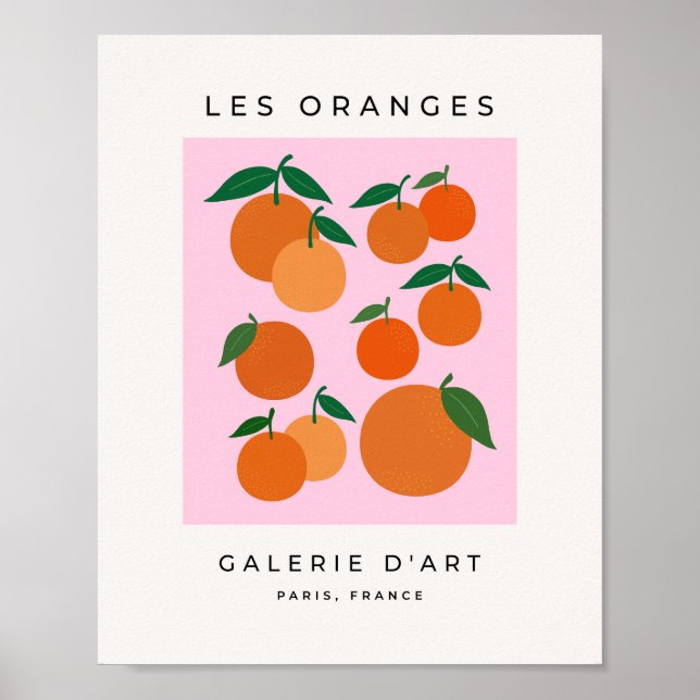 Poster Les Orange 01 Fruta Retro Rosa E Laranja (Frente)