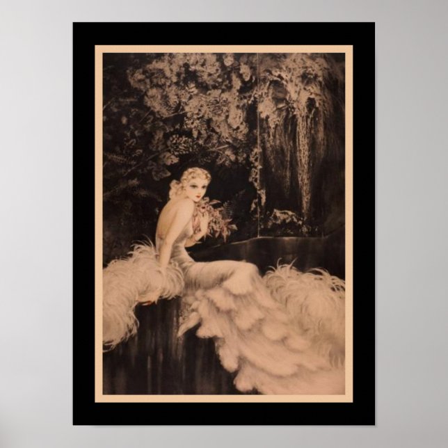 Poster "Les Orchidees et Dame aux Lis" (1 de 2) Art Deco (Frente)