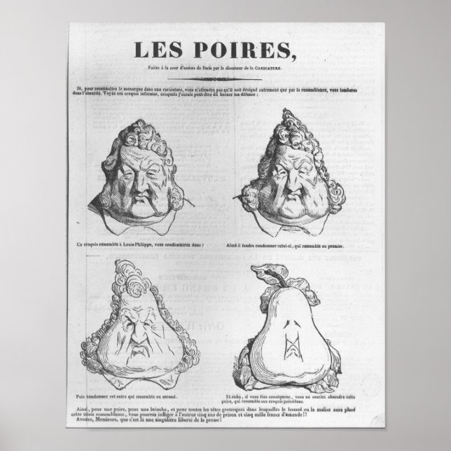 Pôster Les Poires, caricatura do Rei Louis-Philippe (Frente)