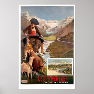 Poster Les Pyrénées, Viagem de Turismo Gavarnie Vintage