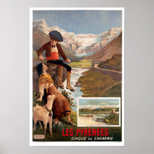 Poster Les Pyrénées, Viagem de Turismo Gavarnie Vintage