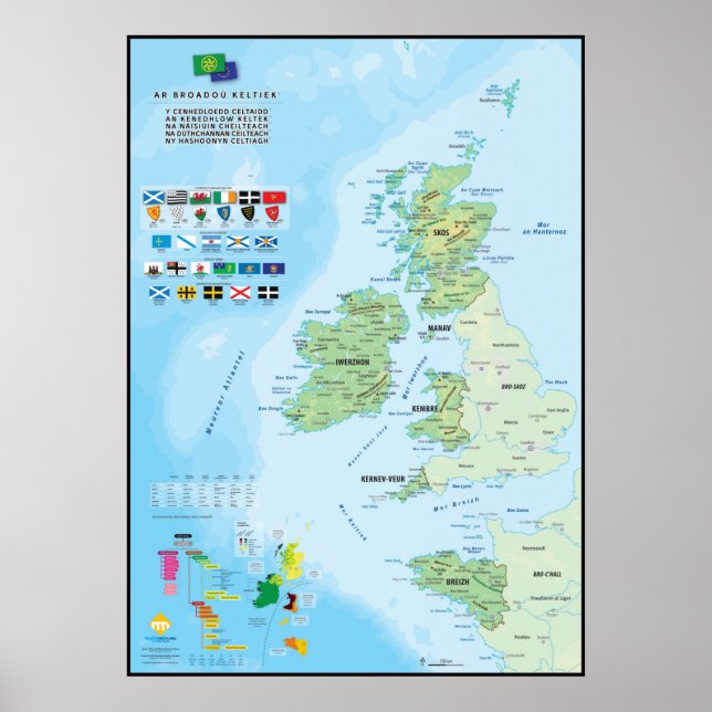 Poster Les seis nações celtiques : carte en breton (Frente)