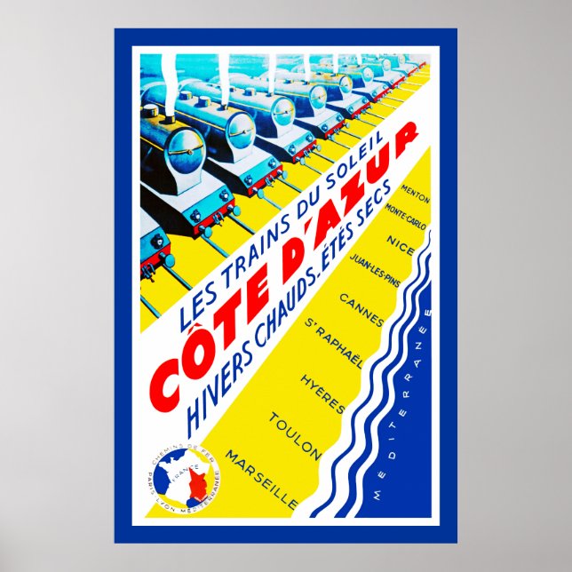 Poster Les Trains du Soleil - Côte d'Azur (Frente)