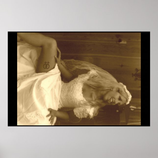 Pôster Lésbica bonita no vestido de noiva 02 (Frente)