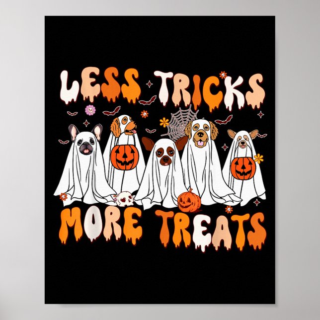 Poster Less Tricks More Treats Soky Ghost Dogs Vet Tech  (Frente)