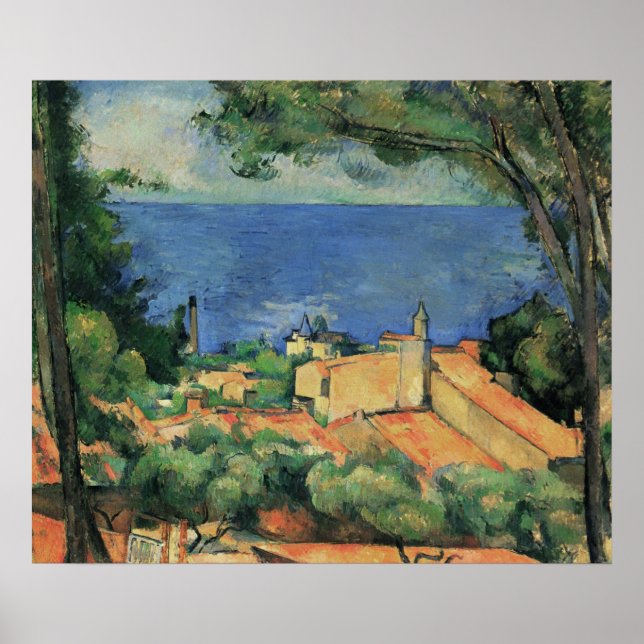 Poster L'Estaque com telhados vermelhos - Paul Cezanne -  (Frente)