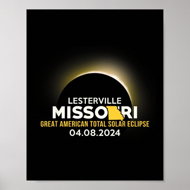Poster Lesterville Missouri Mo Eclipse Solar Total 2024  (Frente)