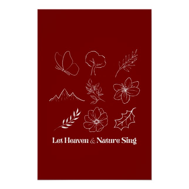 Pôster Let Heaven and Nature Sing Floral Line Art (Frente)