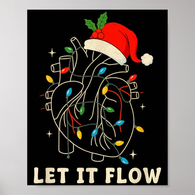 Poster Let It Flow Funny Anatomical Heart Christmas, Medi (Frente)