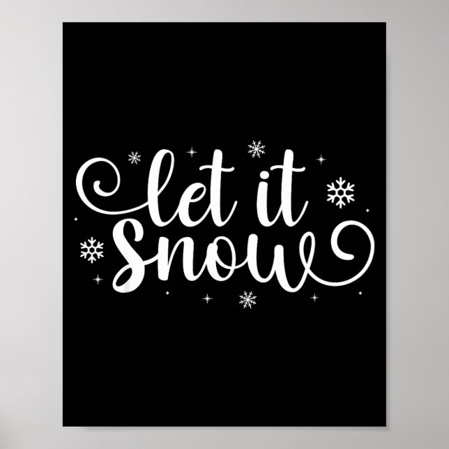 Poster Let It Snow Cute Christmas Snowflakes Winter Holid (Frente)