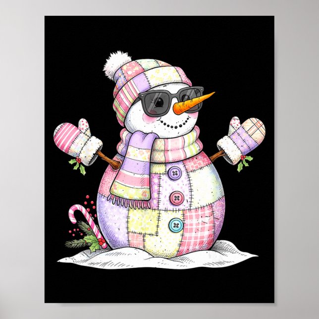 Poster Let’s Chill Snowman Christmas Coffee Cute Holiday  (Frente)