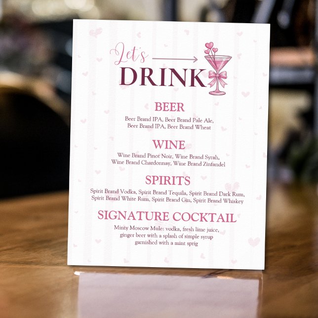 Poster Let’s Drink Bar Menu Sign | A Tiny Bit Engaged  (Criador carregado)