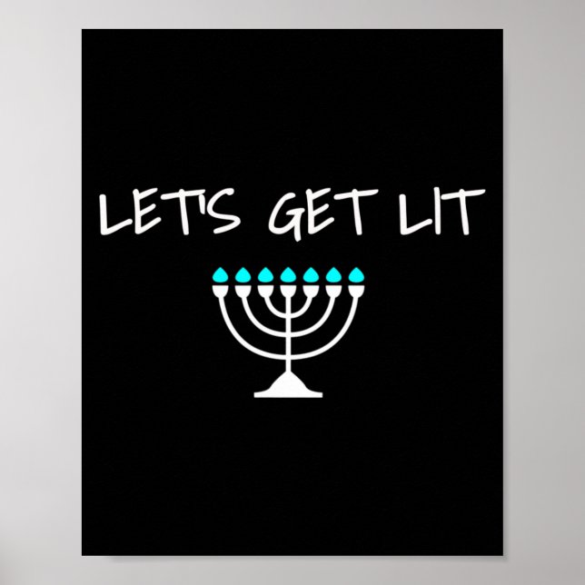 Poster Let S Get Lit Jewish Hanukkah Menorah Chanukkah  (Frente)