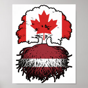 Poster Letão canadiano canadiano Bandeira de Raízes de Ár