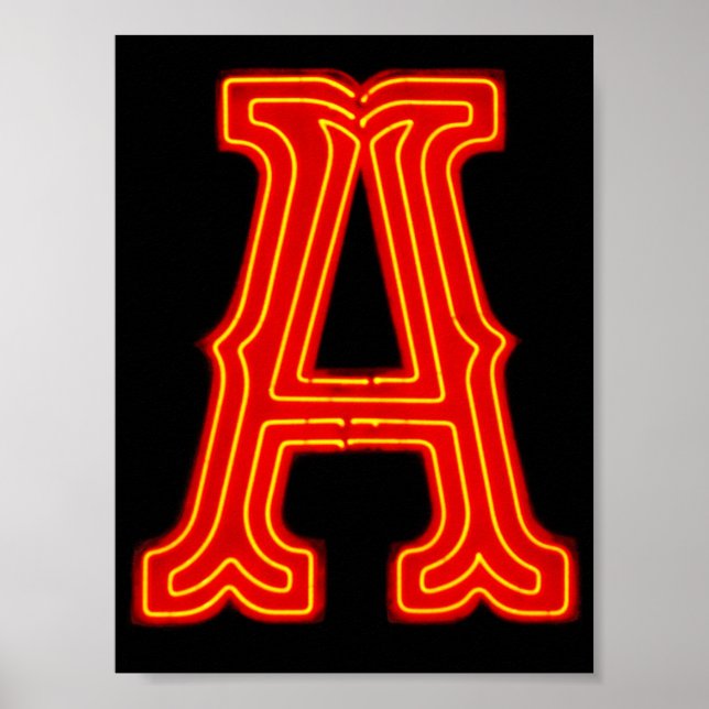 Poster Letra "A" Neon Light Monograma (Frente)