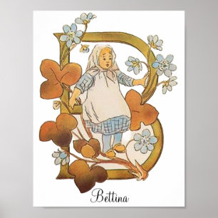 Poster Letra alfabética de vinheta personalizada B