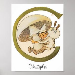 Poster Letra alfabética de vinheta personalizada C