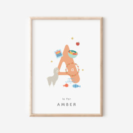 Poster Letra alfabética personalizada de enfermeiro cômod