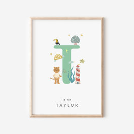 Poster Letra alfabética personalizada de enfermeiro em fo