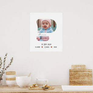 Poster Letra alfabética personalizada do bebê - P - Poste