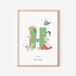 Poster Letra alfabética personalizada do nurserário bonit
