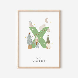 Poster Letra alfabética personalizada do nurserário bonit