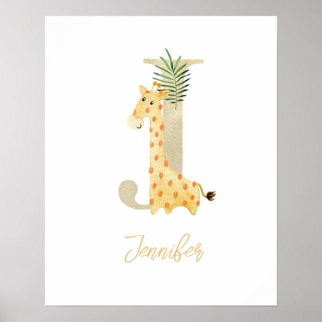 Poster Letra aquosa J (Frente)