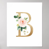 Letra B Espelho Monograma Floral Faux Folha de Our
