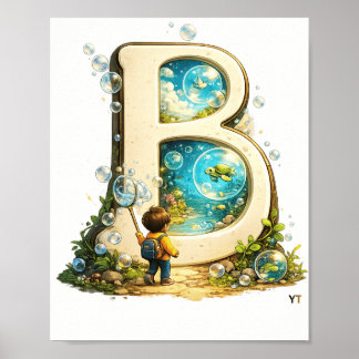 Poster Letra B Inicial | Presente de Alfabeto Aquarela