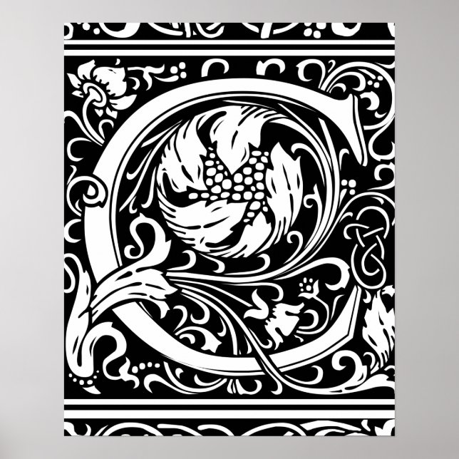 Poster Letra C Monograma Medieval Art Nouveau (Frente)