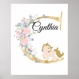 Poster Letra C personalizada com monograma de pônei