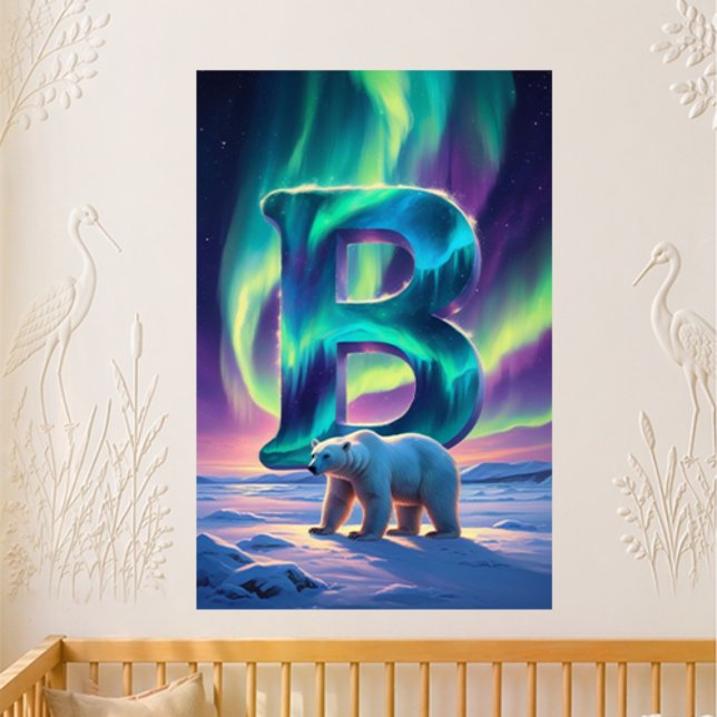 Pôster Letra da Cartilha B Nome Luzes do Norte Urso Polar (Criador carregado)