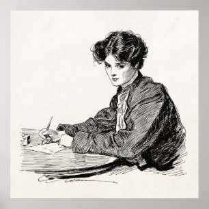 Poster Letra da escrita da mulher de Edwardian da menina