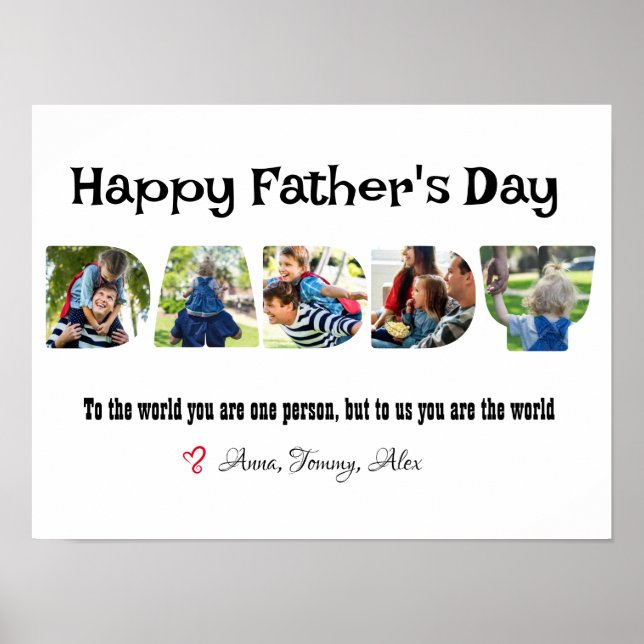 Poster Letra de Colagem de Fotos do Pai do dia de os pais (Frente)
