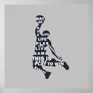 Poster letra de corpo de cheio de basquete de salto